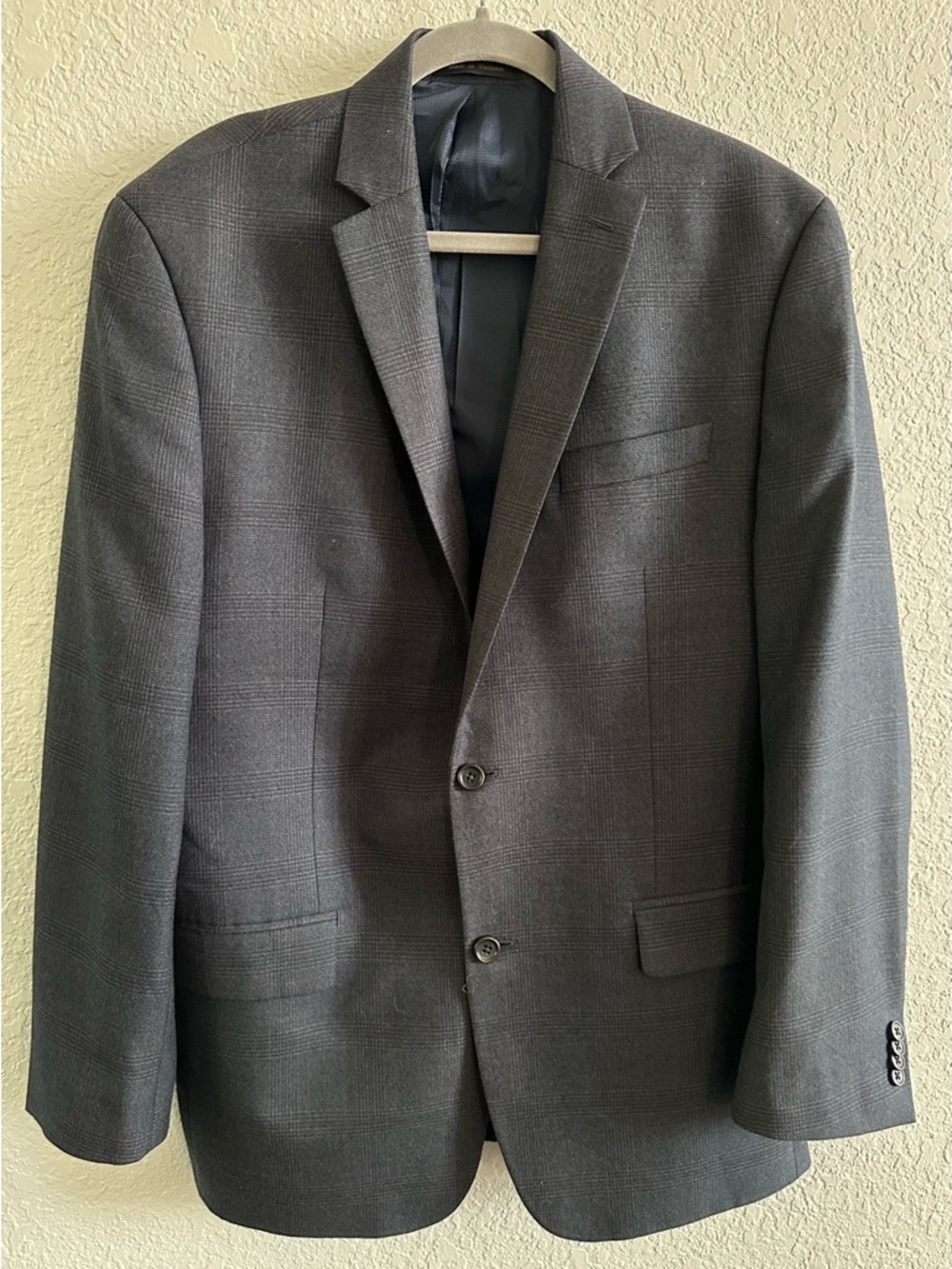 Michael Kors Mens Sport Coat Blazer Gray Blue Glen Plaid Two Button Jacket